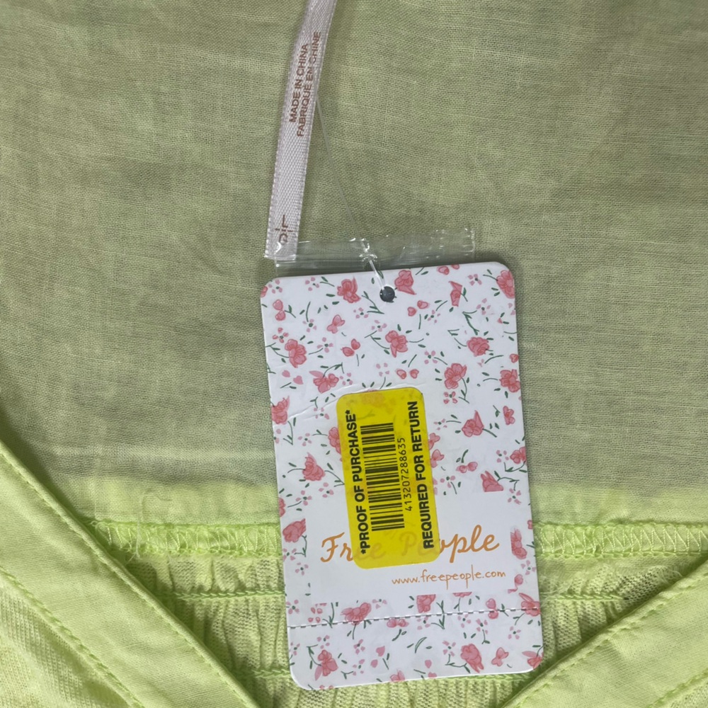 NWT Free People “Highland” Oversized Button-Down Tunic in Lemon Light - Picture 10 of 12